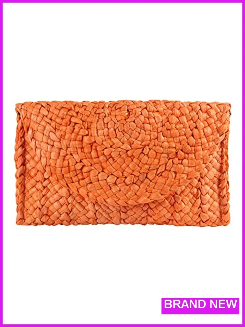 Natural Straw Woven Envelope Clutch Handbag for Summer Beach